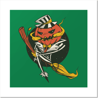 pumpking broom Posters and Art